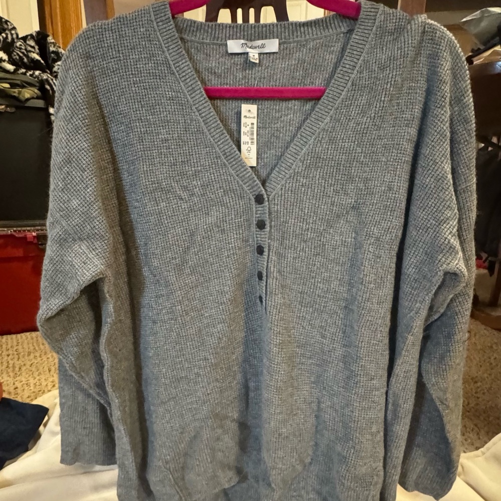 Madewell Waffle Knit Top Grey